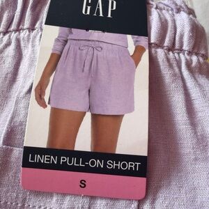 GAP Women's Light Purple Linen High Waist Shorts